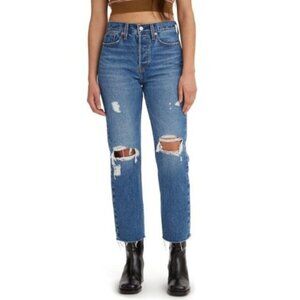 Levi's Wedgie Straight Destructed Jean Women's Size 25 x 28 Blue